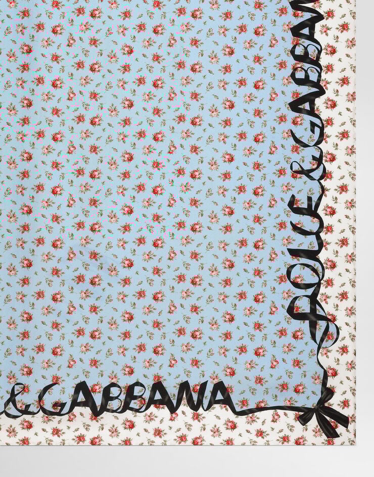 Dolce & Gabbana Small rose-print silk twill scarf 90x90 Multicolor FN090RGDDLO
