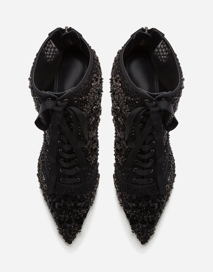 Dolce & Gabbana Booties with embroidery, rhinestone and bead embellishment Black CT0722AO071