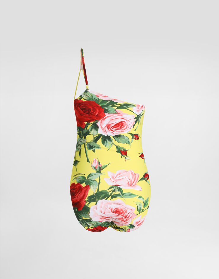 Dolce & Gabbana 花束印花单肩连体泳衣 版画 O9A04JFSG9T