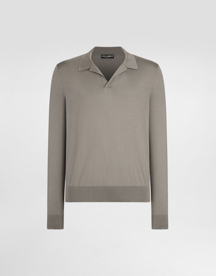 Dolce & Gabbana Silk polo shirt Beige GXZA1ZJBSO5