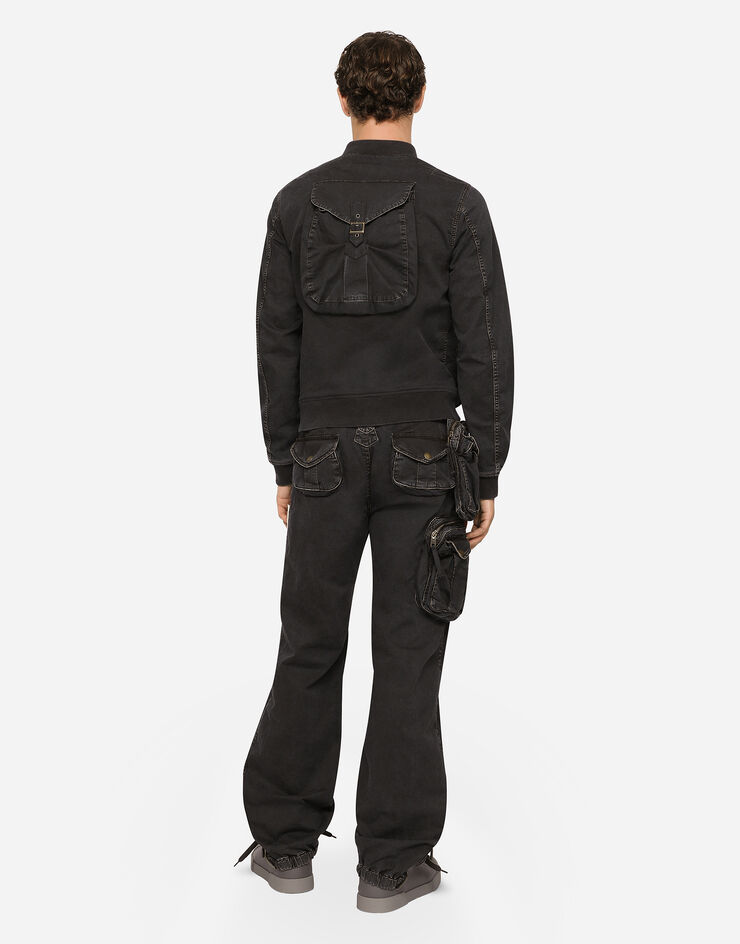 Dolce & Gabbana Cazadora de algodón teñido en prenda con varios bolsillos Negro G9AHFTGG065