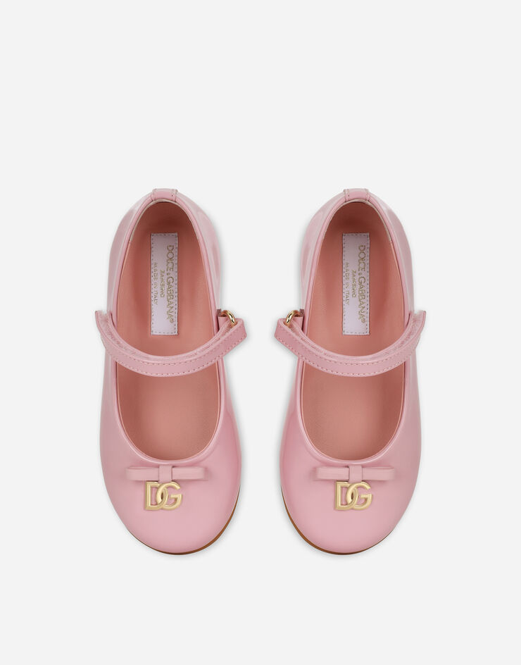 Dolce & Gabbana Patent leather ballet flats with metal DG logo ピンク D20081A1328