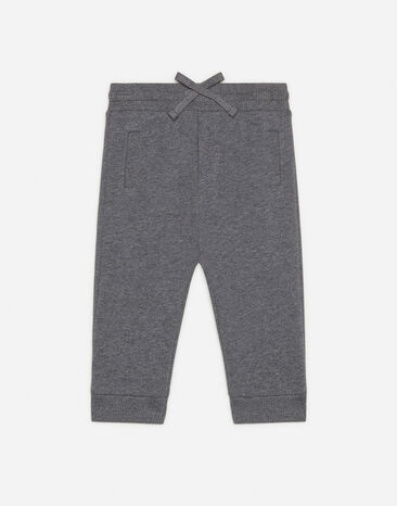 Dolce & Gabbana Jersey jogging pants with logo plate Grey L1JPT0G7OLJ