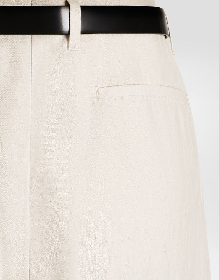 Dolce & Gabbana Rustic cotton and linen canvas trousers White FTDMITFUTDJ