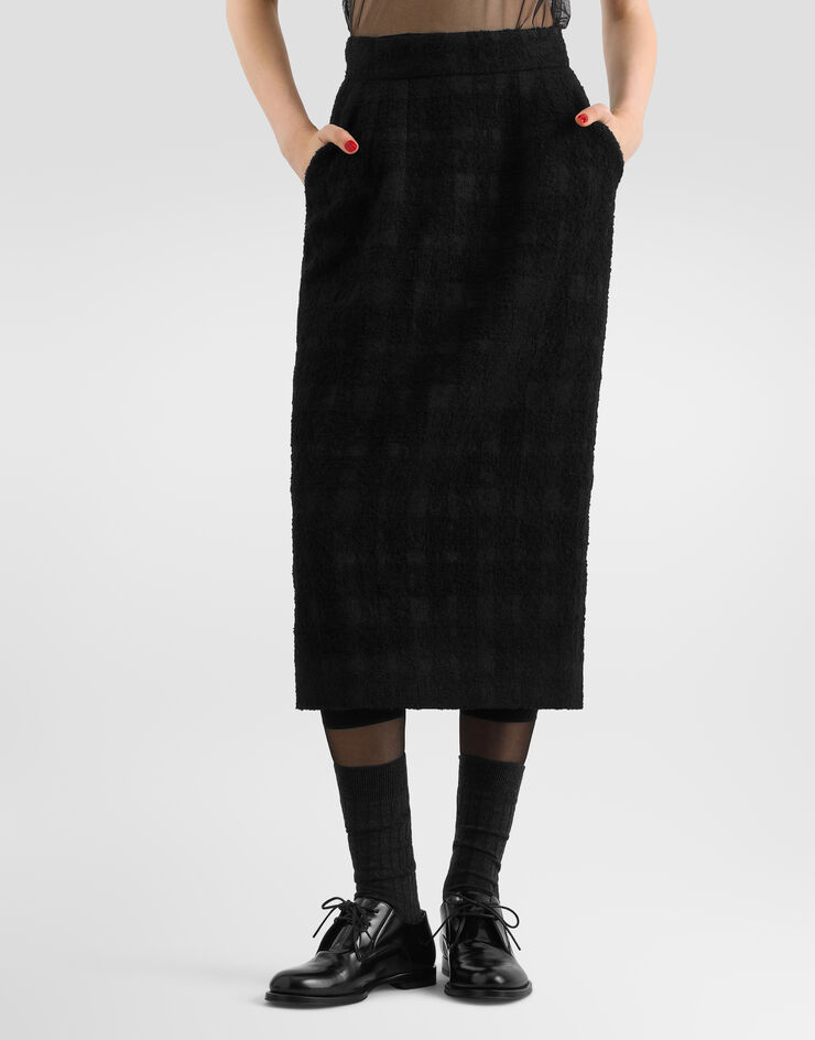 Dolce & Gabbana Wool-blend check bouclé skirt Dolce & Gabbana Wool-blend check bouclé skirt Black F4DG9TFQZBD