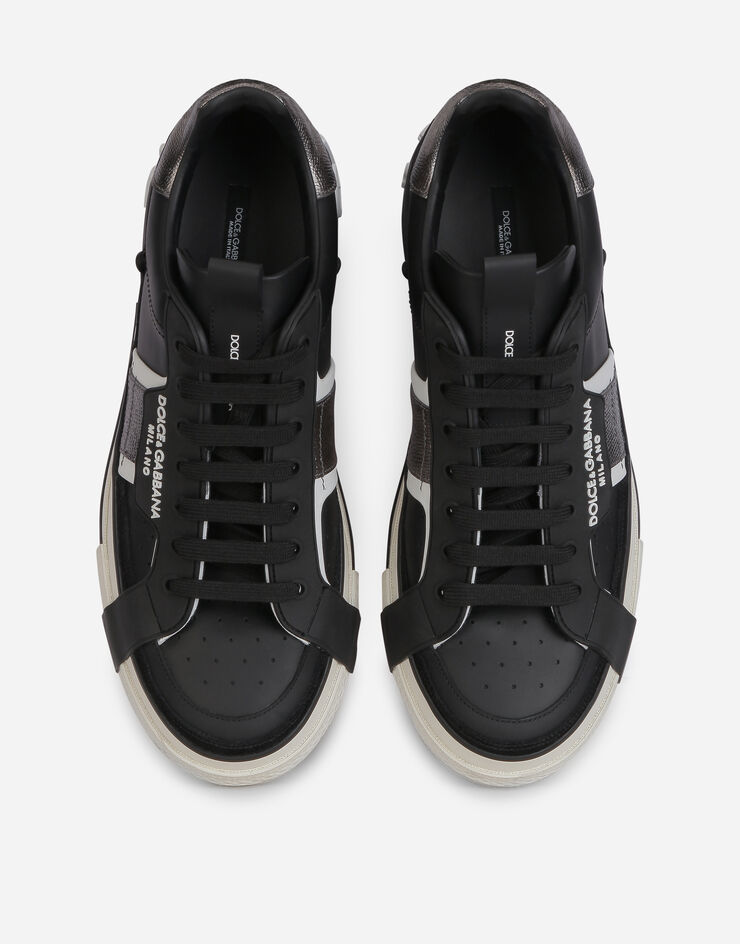 Dolce & Gabbana Sneaker Custom 2.Zero in pelle di vitello con dettagli a contrasto Nero/Argento CS1863AO223