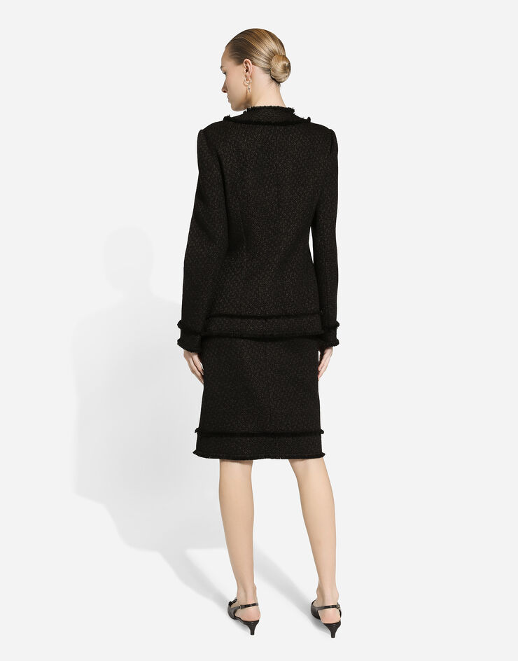 Dolce & Gabbana Single-breasted raschel tweed jacket Black F2940TGDCLW
