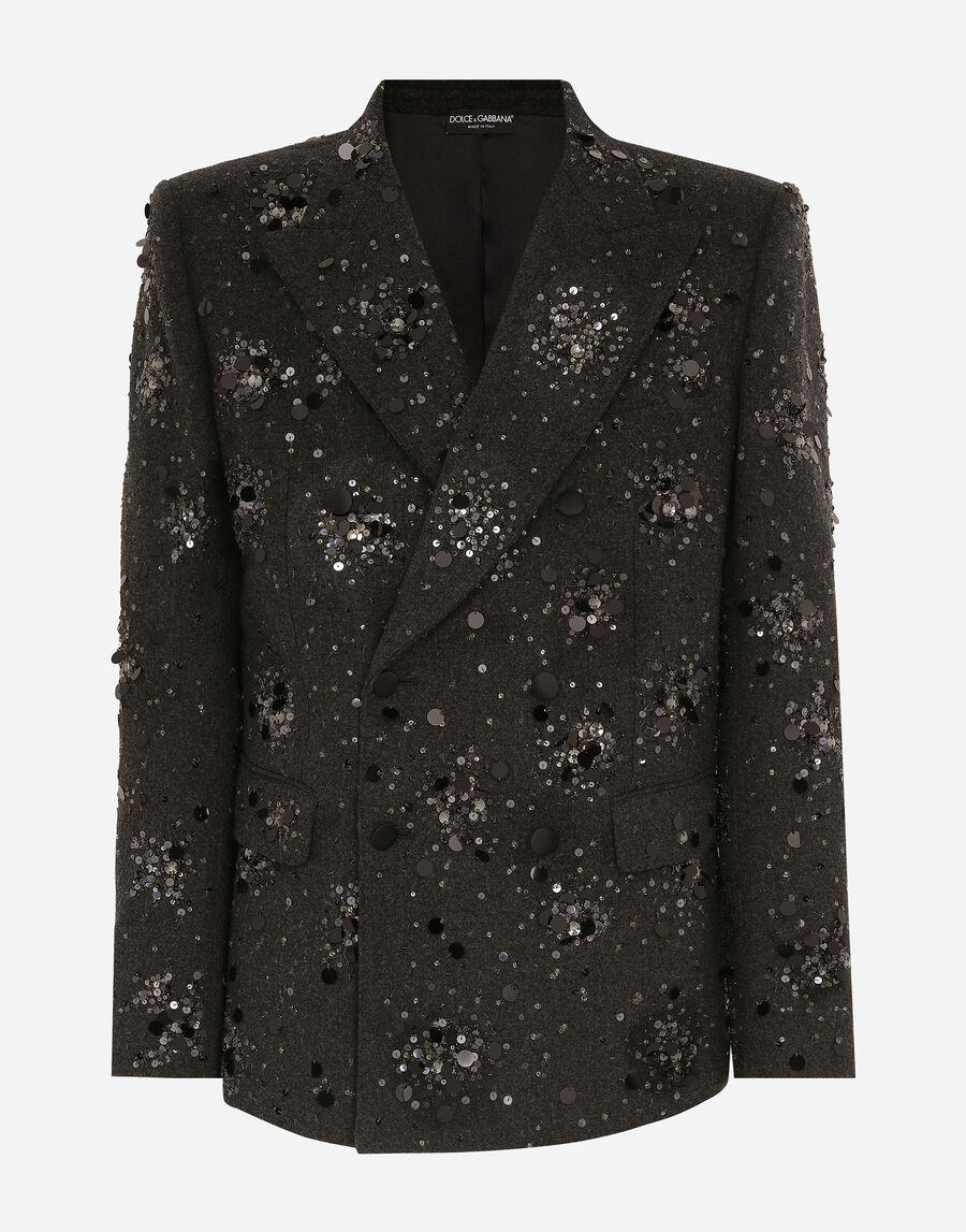 Double-breasted embroidered wool Sicilia-fit jacket