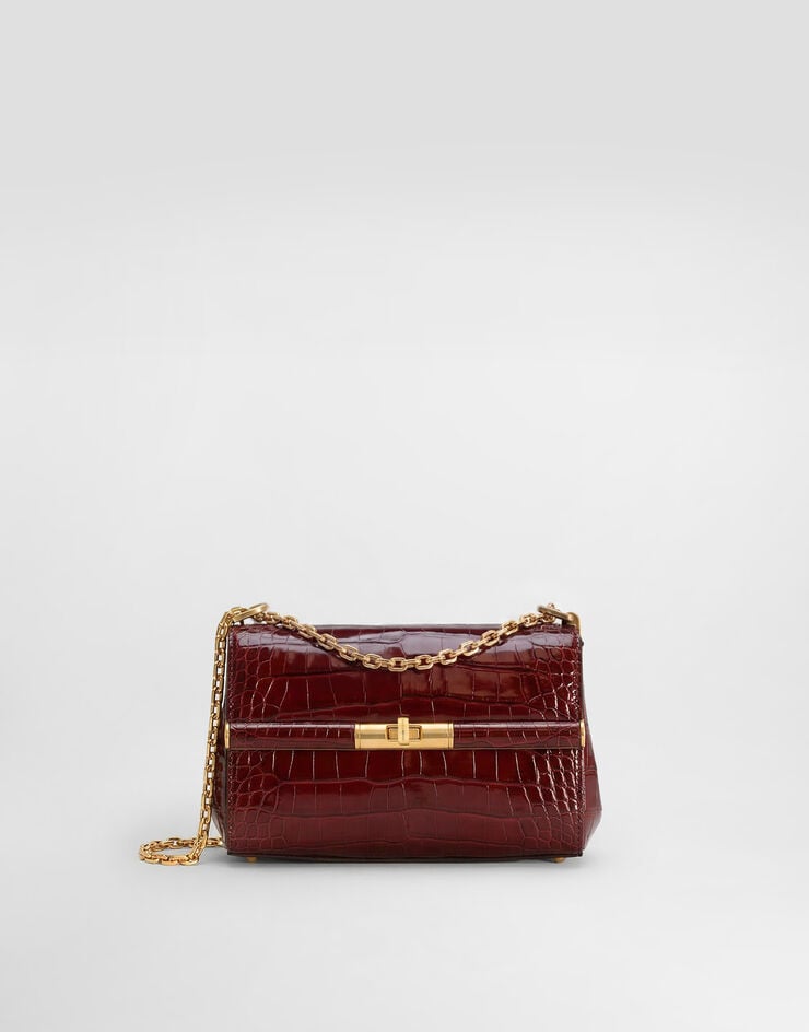Dolce & Gabbana Bolso City Mini Marlene de caimán brillante Burdeos BB7766A2R08