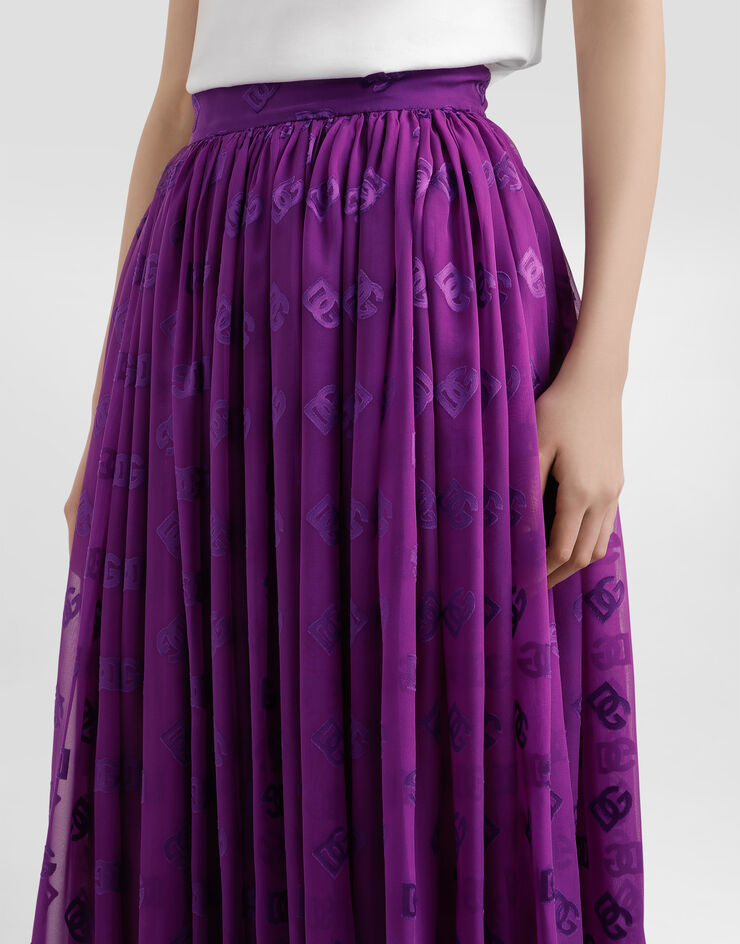 Dolce & Gabbana Devoré satin jacquard skirt Purple F4CJATFJTBR