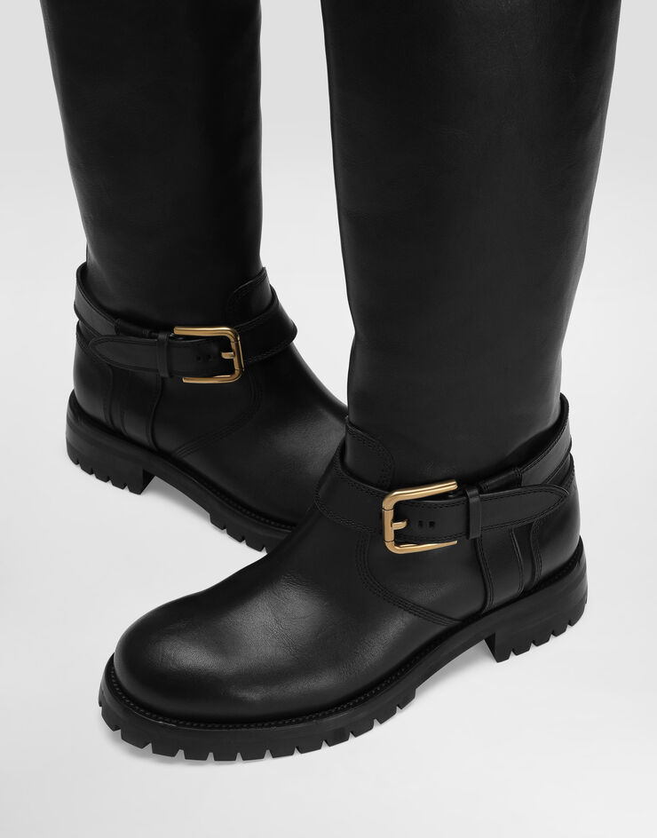 Dolce & Gabbana Calfskin biker boots Black CU1213AW352