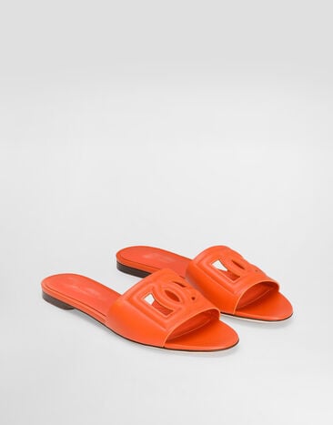 Dolce & Gabbana Slide in pelle di vitello e logo DG Arancione CQ0436AY329