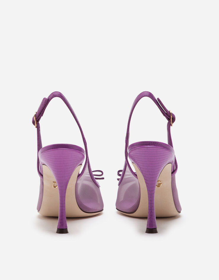 Dolce & Gabbana Sling back shoes in iguana print leather and mesh VIOLETT CG0400AX047