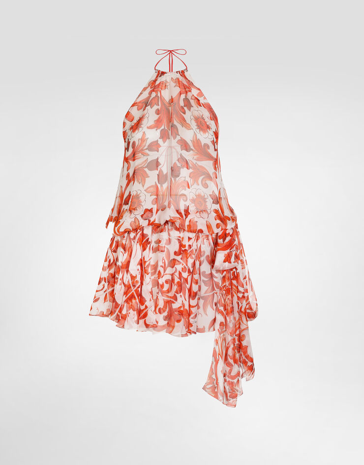 Dolce & Gabbana Majolica-print chiffon short dress Dolce & Gabbana Majolica-print chiffon short dress Multicolor F614ZTGDDRH