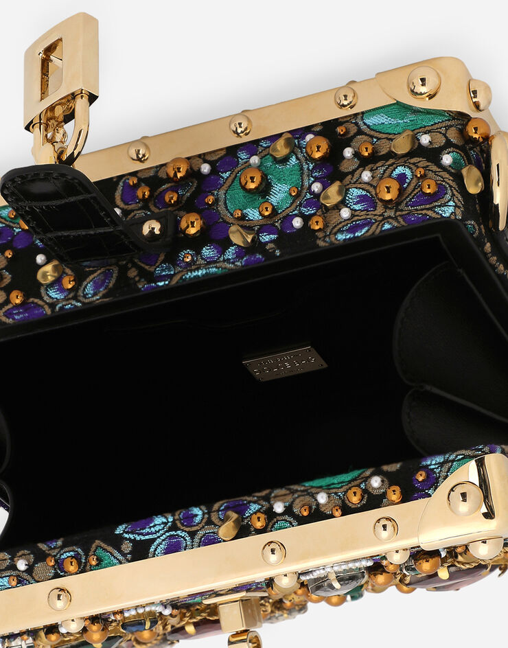 Dolce & Gabbana Tasche Dolce Box aus Jacquardgewebe mit Stickereien Mehrfarbig BB7165AY583