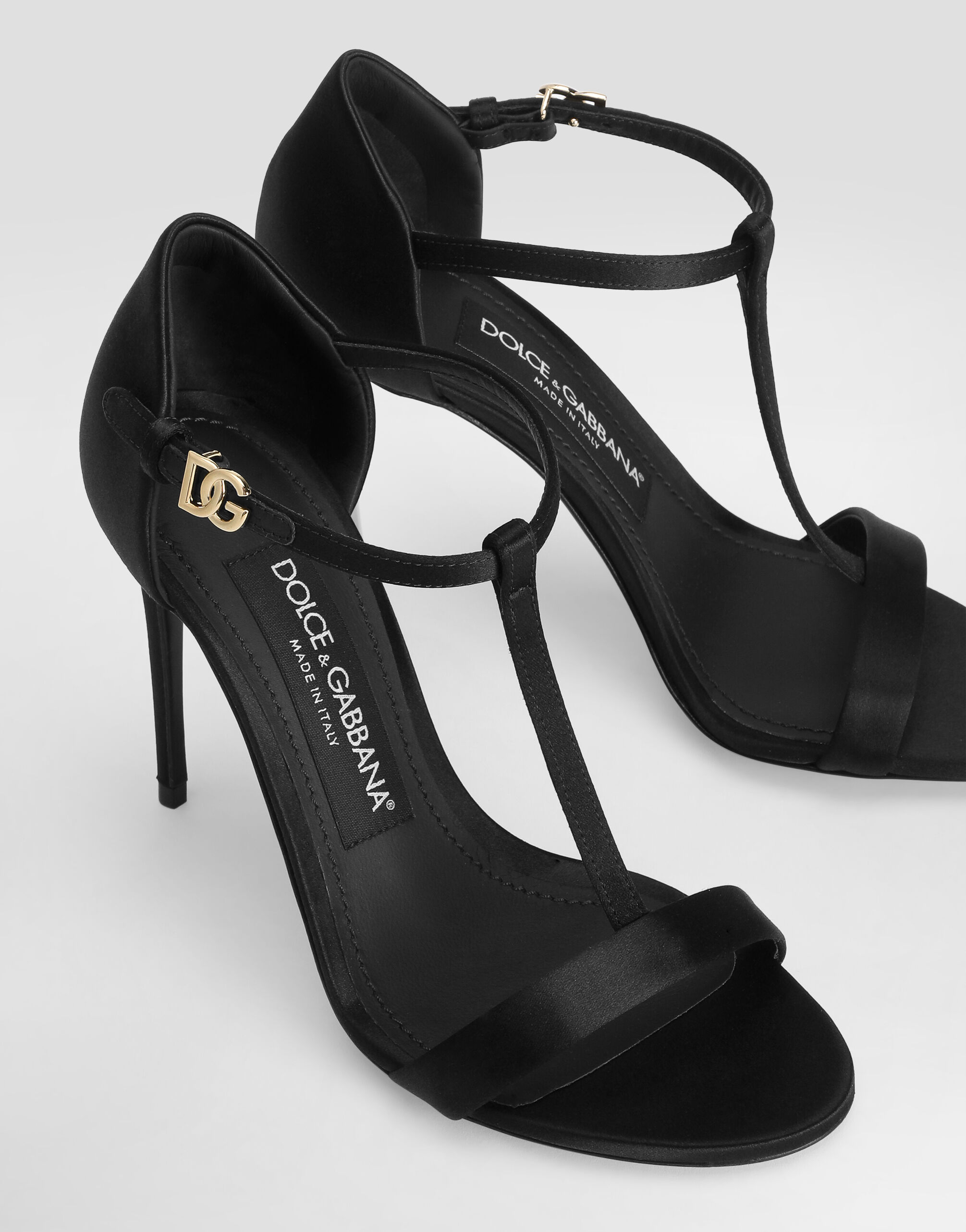 Satin T-bar sandals in Black for Women | Dolce&Gabbana® US