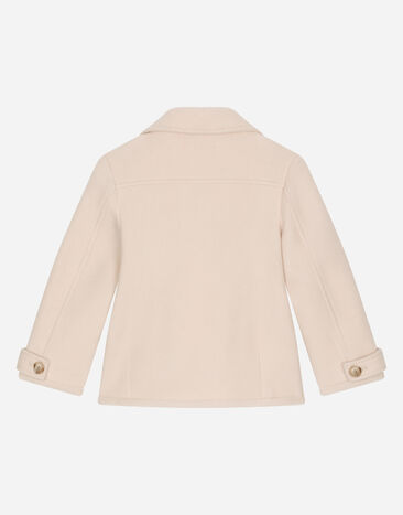 DolceGabbanaSpa Wool baize pea coat with logo tag Beige L54C43G7KF6