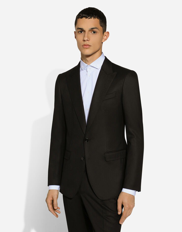 Dolce & Gabbana جاكيت بقصة تاورمينا فلانيل بصف أزرار مفرد أسود G2NW0TGI251