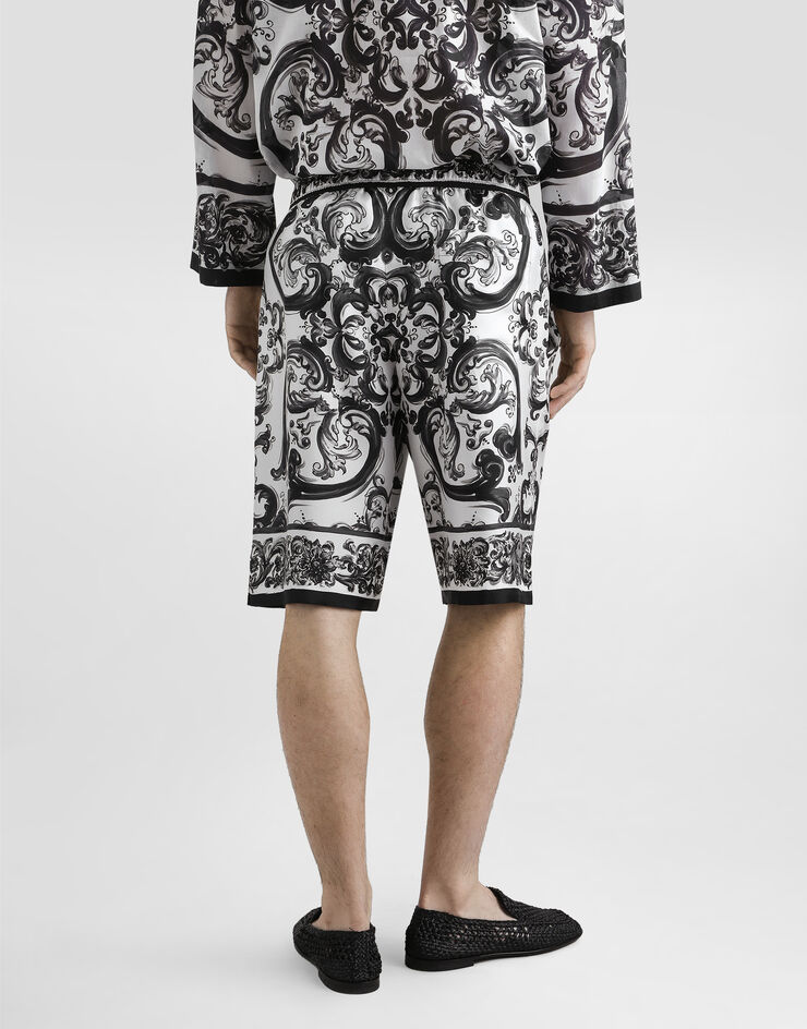 Dolce & Gabbana Hose aus Seidentwill mit Majolika-Print Mehrfarbig GV37ATHI1S6
