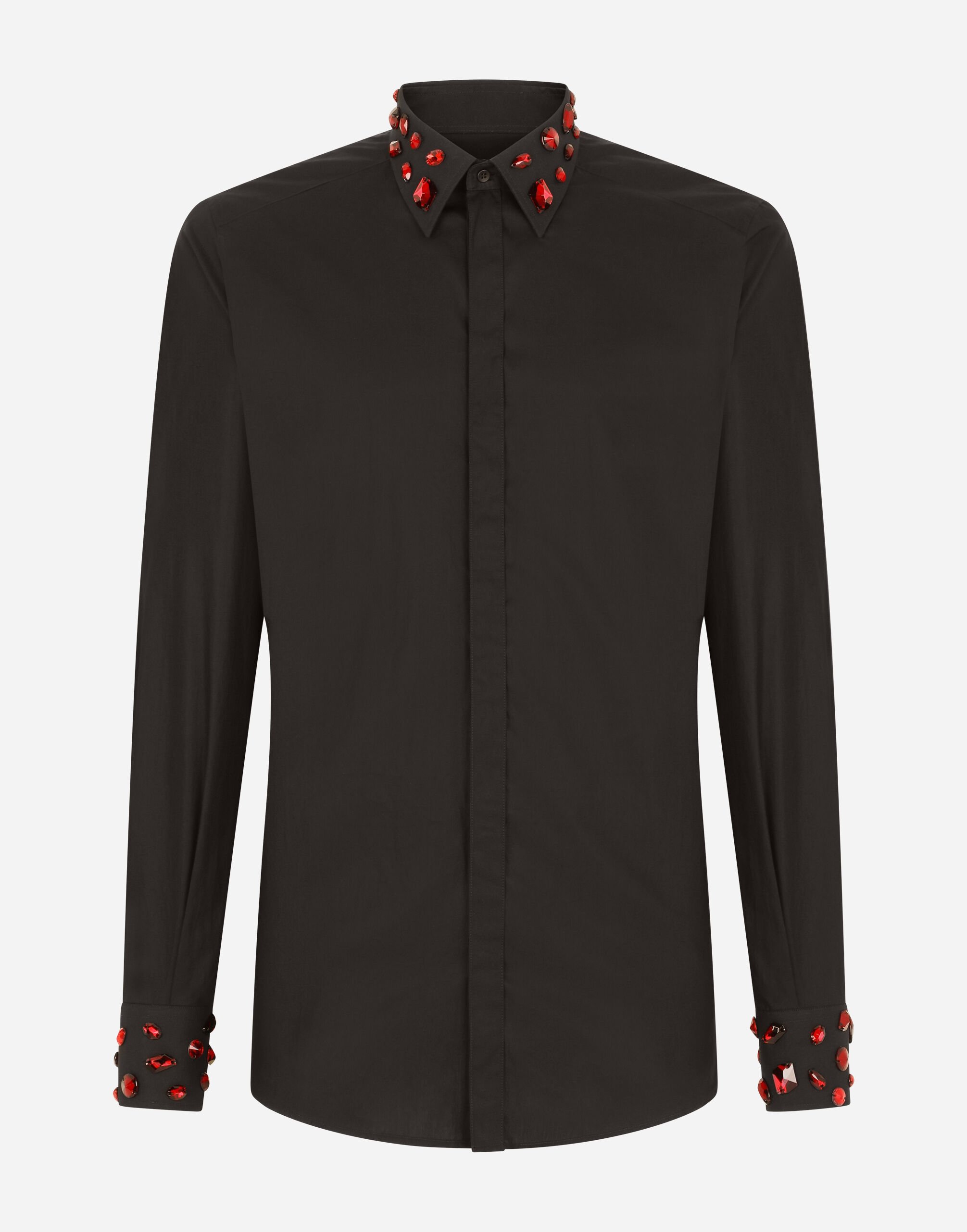 Dolce & Gabbana Cotton Gold-fit shirt with rhinestone embellishment Black G5GD0ZGEY84