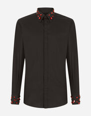 Dolce & Gabbana Cotton Gold-fit shirt with rhinestone embellishment Black G5GD0ZGEY84