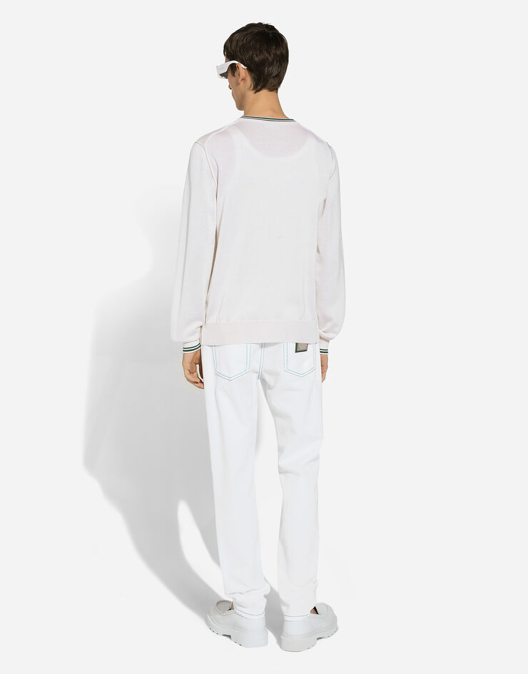 Dolce & Gabbana DGロゴ シルク カーディガン White GXV30ZJBSJV