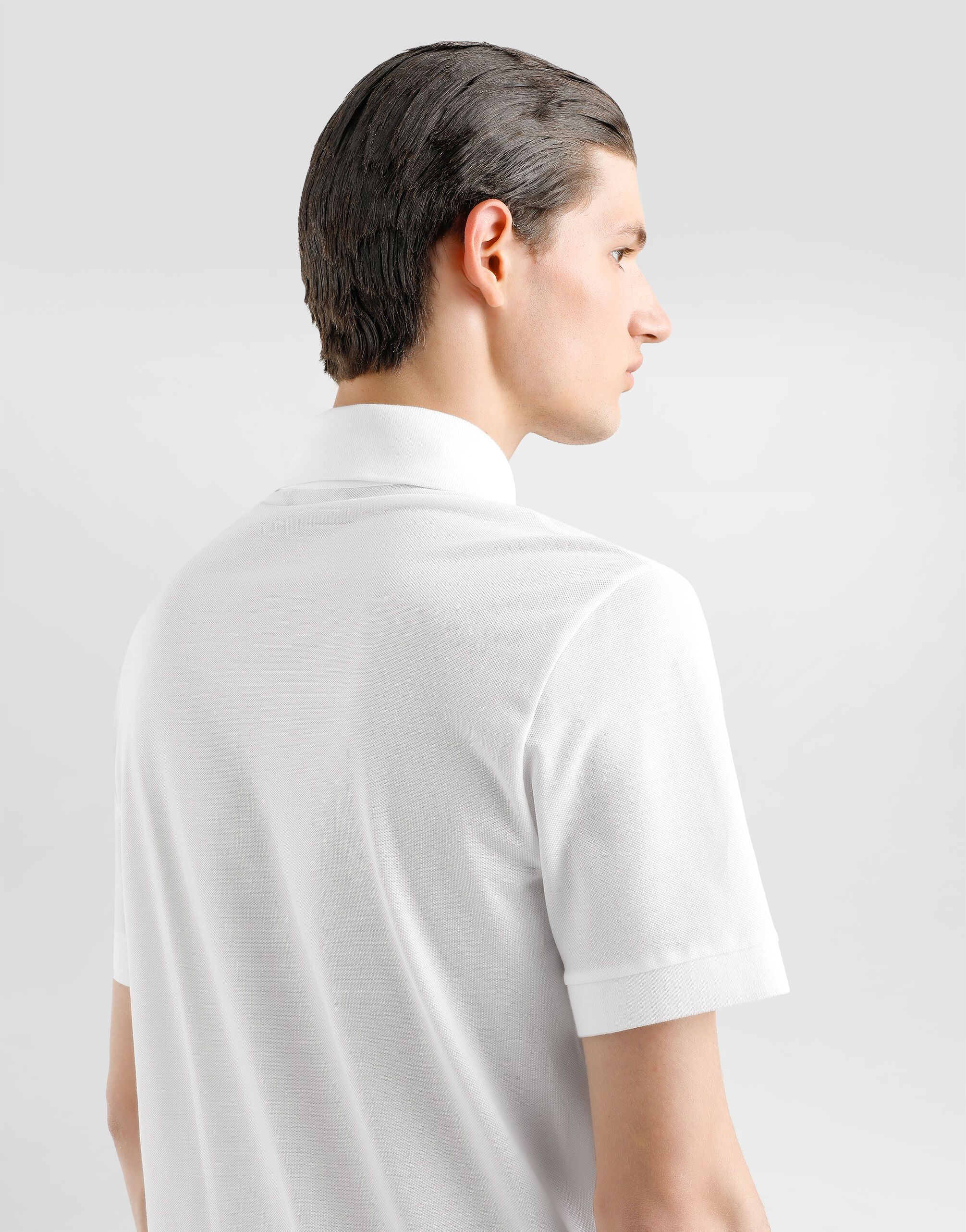 Cotton polo-shirt with floral patch in White for Men