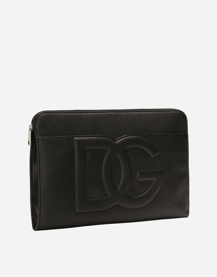 Dolce & Gabbana Grande pochette en cuir de cerf Noir BM2337A8034