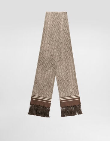 Dolce & Gabbana Silk twill scarf with micro-design and logo Multicolor GQ214EG0WV1