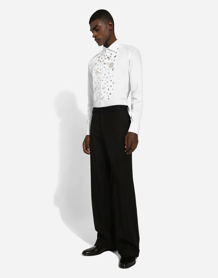 Dolce & Gabbana Рубашка под смокинг Fit Gold с вышивкой стразами белый G5EN5ZFU5T9