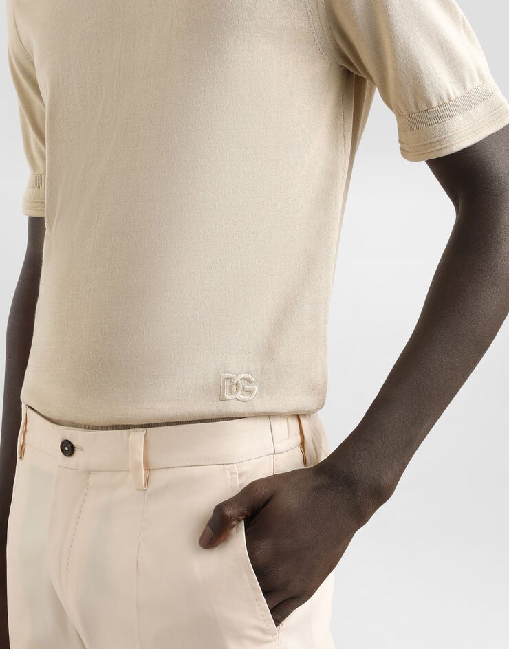 Dolce & Gabbana Silk crewneck pullover Beige GXX03ZJBSLV