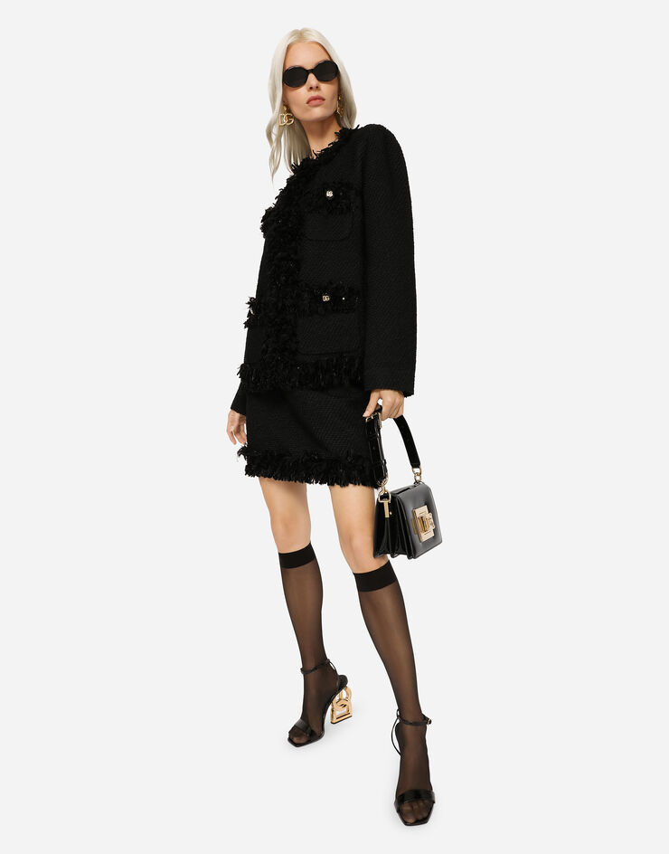 Dolce & Gabbana Single-breasted bouclé jacket Black F26CLTFU3JL