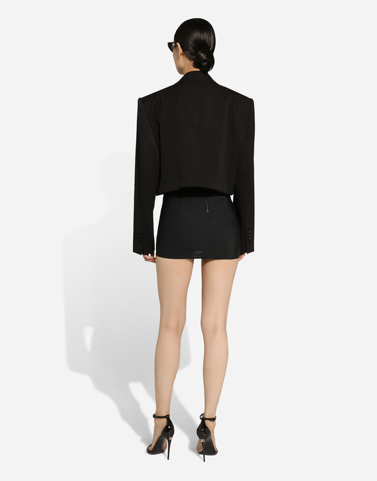 Dolce & Gabbana تنورة قصيرة دانتيل وماركيزيت مع تفاصيل الكورسيه أسود F4AMWTG9752