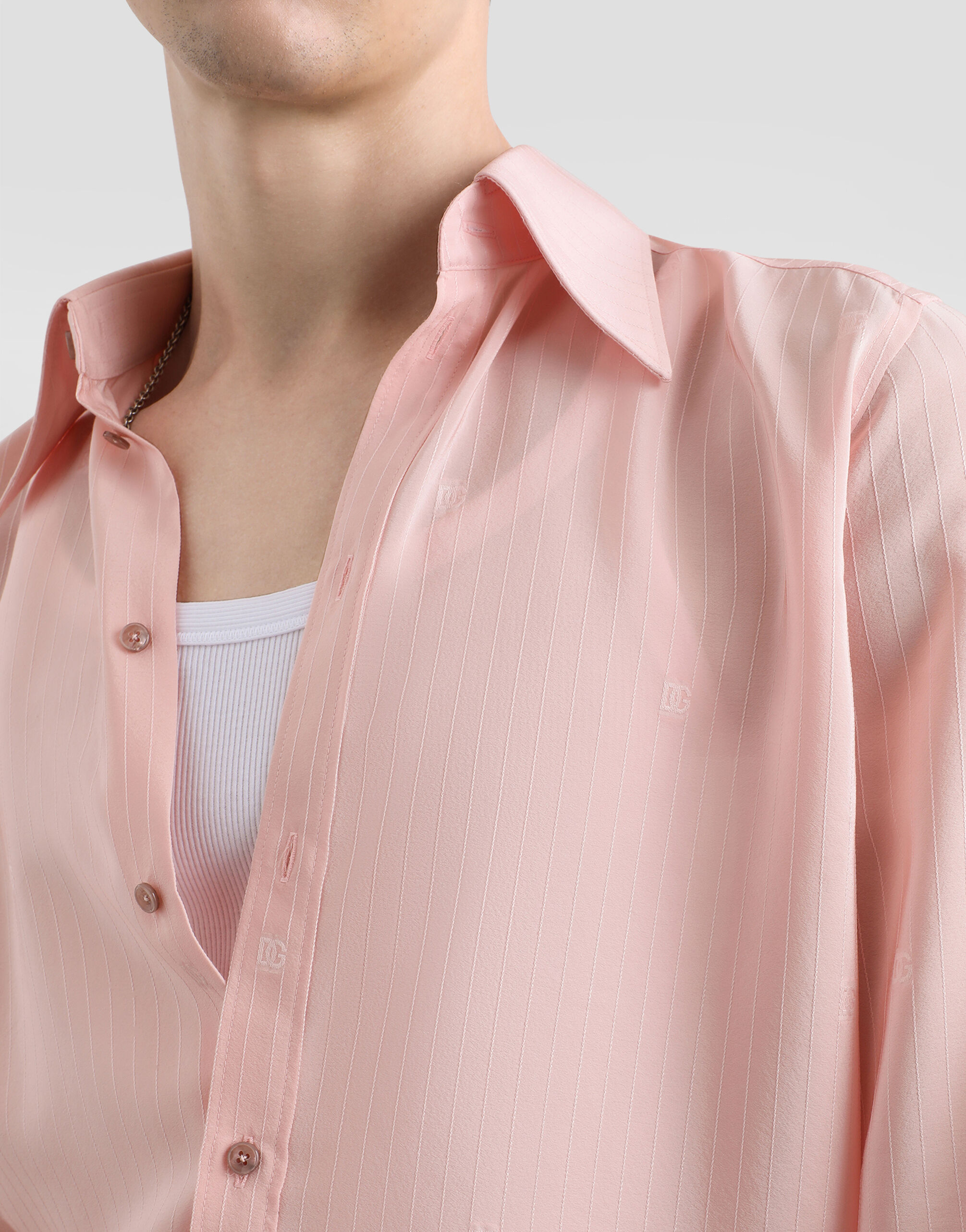 Gold shirt in silk jacquard - thumbnail 10