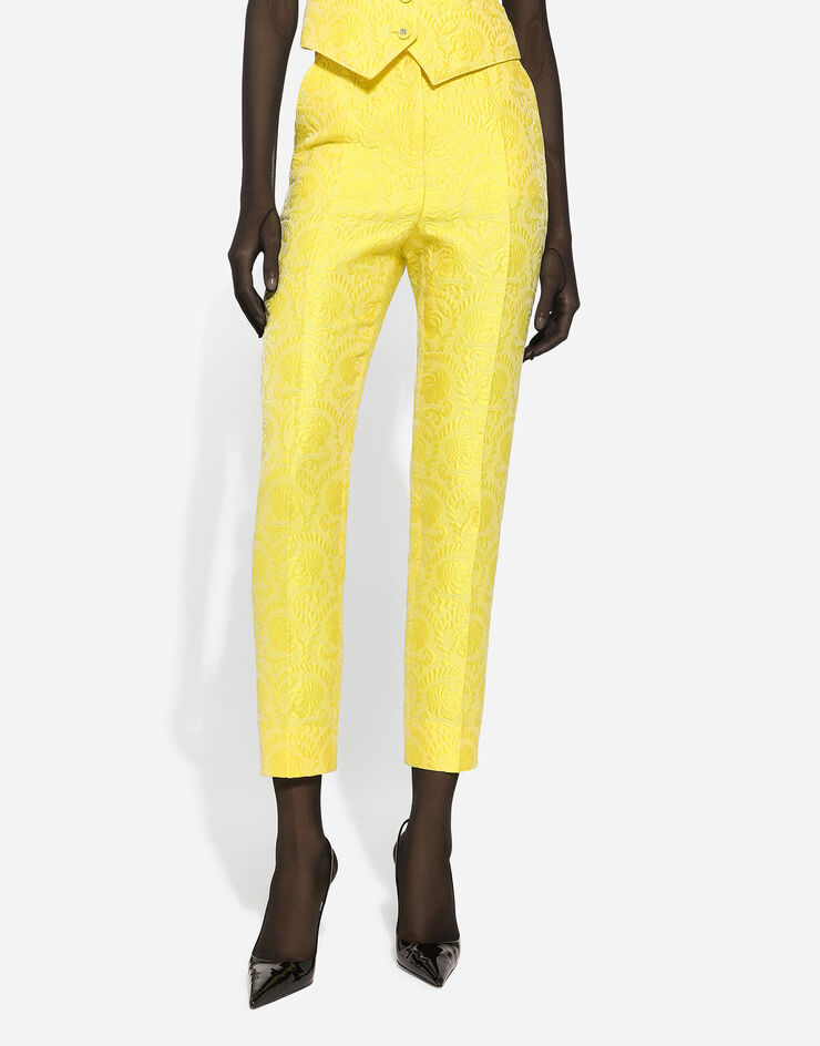 Dolce & Gabbana Tailored floral jacquard pants Yellow FTAM2THJMOK