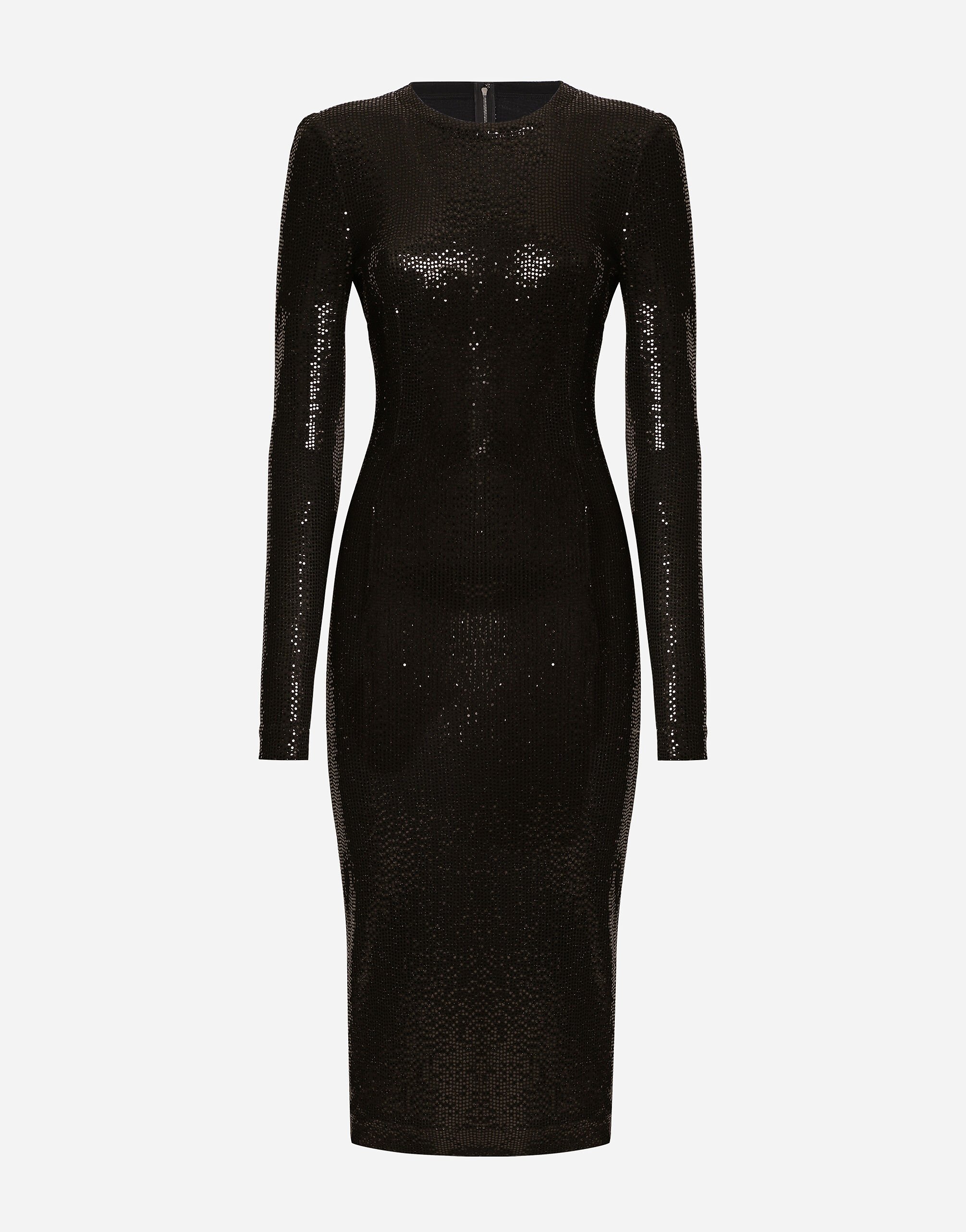 Dolce & Gabbana Jersey midi dress with sequins Black F759LTFLRC2