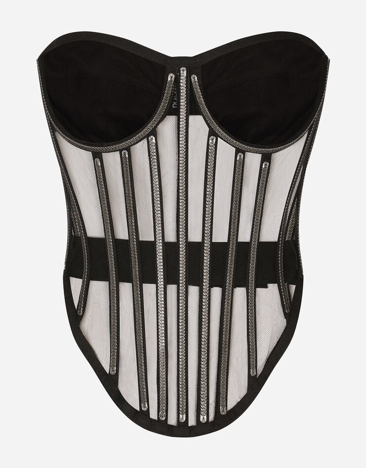 KIM DOLCE&GABBANA Tulle corset with boning and molded cups in