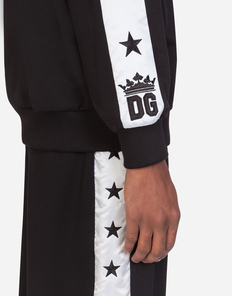 Dolce & Gabbana JERSEY SWEATER WITH DOLCE&GABBANA EMBROIDERY BLACK G9OI5ZFU7DU