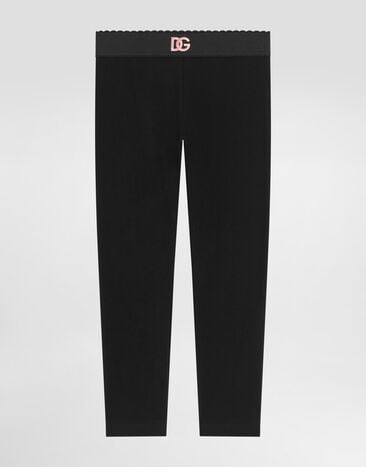Dolce & Gabbana Interlock leggings with DG logo embroidery Black L5JPB8G7P1U