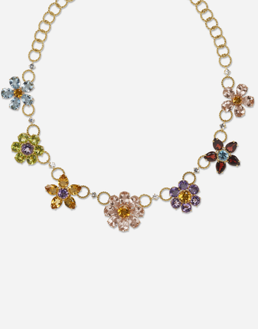 Dolce & Gabbana Halskette Spring aus 18 Karat Gelbgold mit mehrfarbigen Edelsteinen GOLD WNFI1GWMIX1