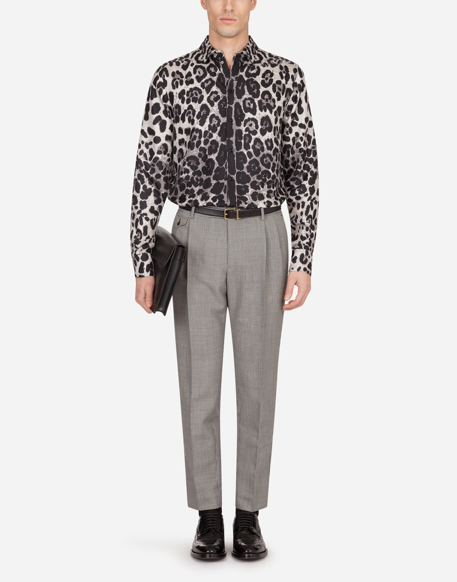 DOLCE & GABBANA ヒョウ柄シャツ M Silk shirt with leopard print in Print for Men