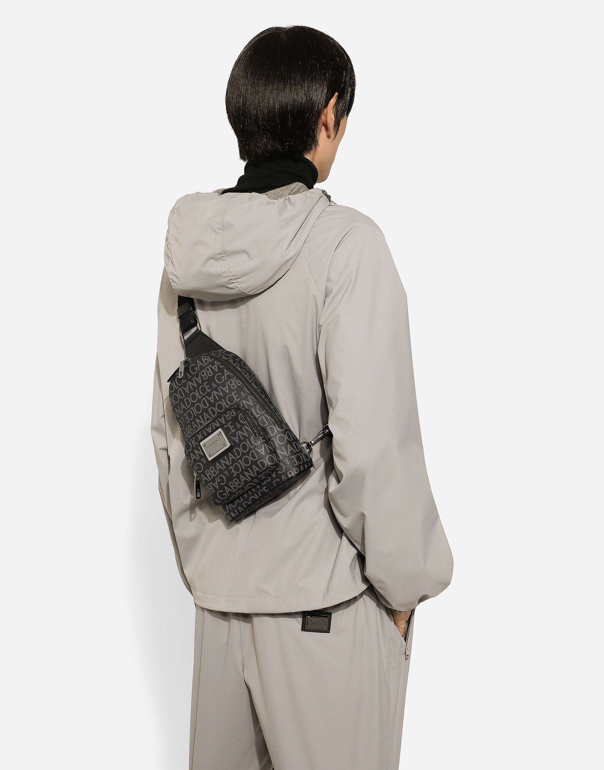 Coated jacquard crossbody backpack in Print for Men Dolce Gabbana