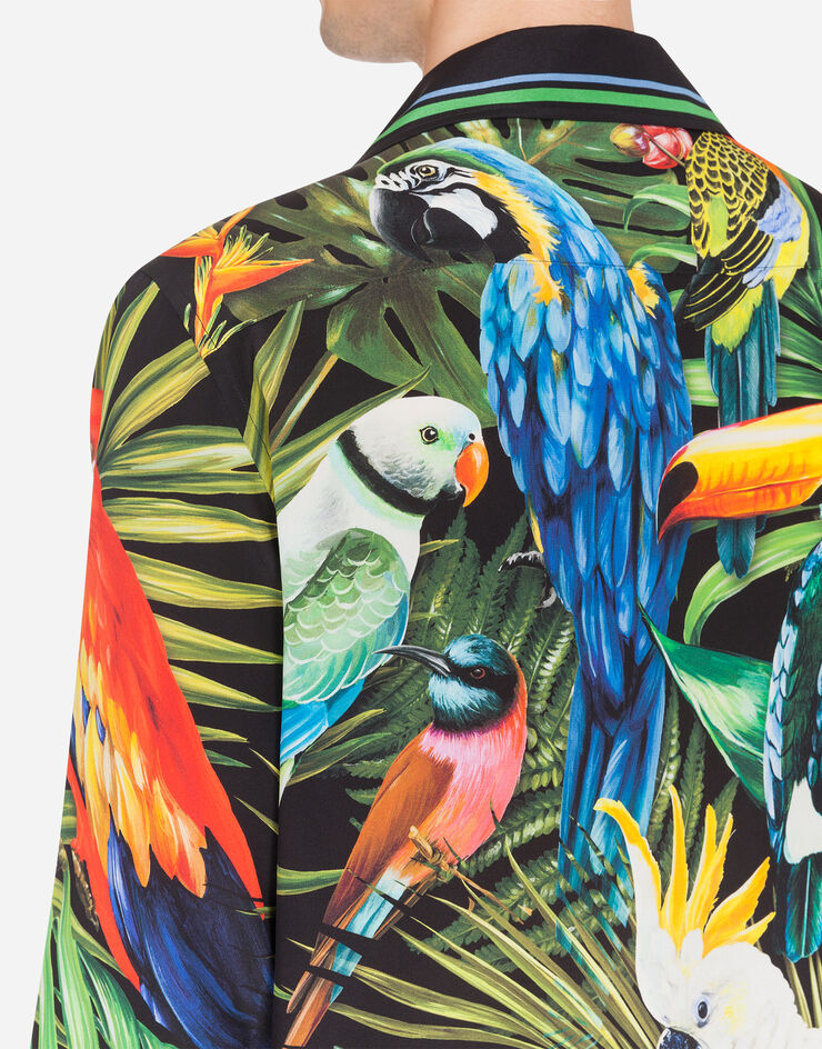 Dolce & Gabbana SILK HAWAII SHIRT WITH PARROT PRINT MULTICOLORE G5GY8TFI1RL