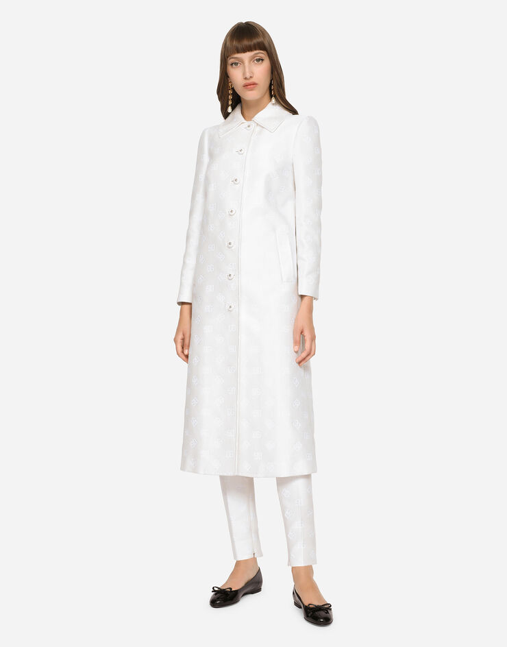 Dolce & Gabbana Jacquard coat with all-over DG logo White F0C4BTFJTBP