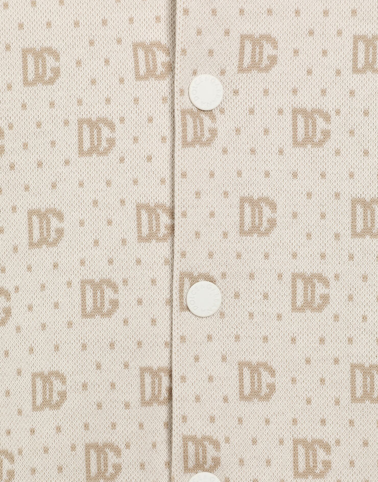 Dolce & Gabbana Polka-dot jacquard hoodie with DG logo Multicolor L1JWLSFJ7EA