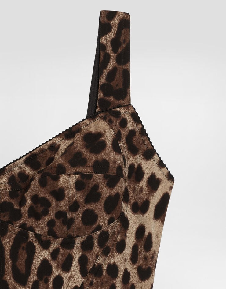Dolce & Gabbana Leopard-print charmeuse bustier top Print F7W98TGDCLP