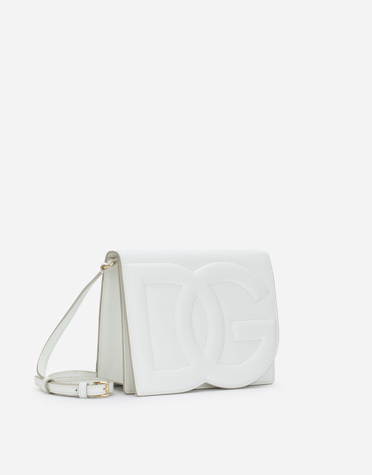 Dolce & Gabbana Bolso bandolera DG Logo Bag en piel de becerro Blanco BB7287AW576