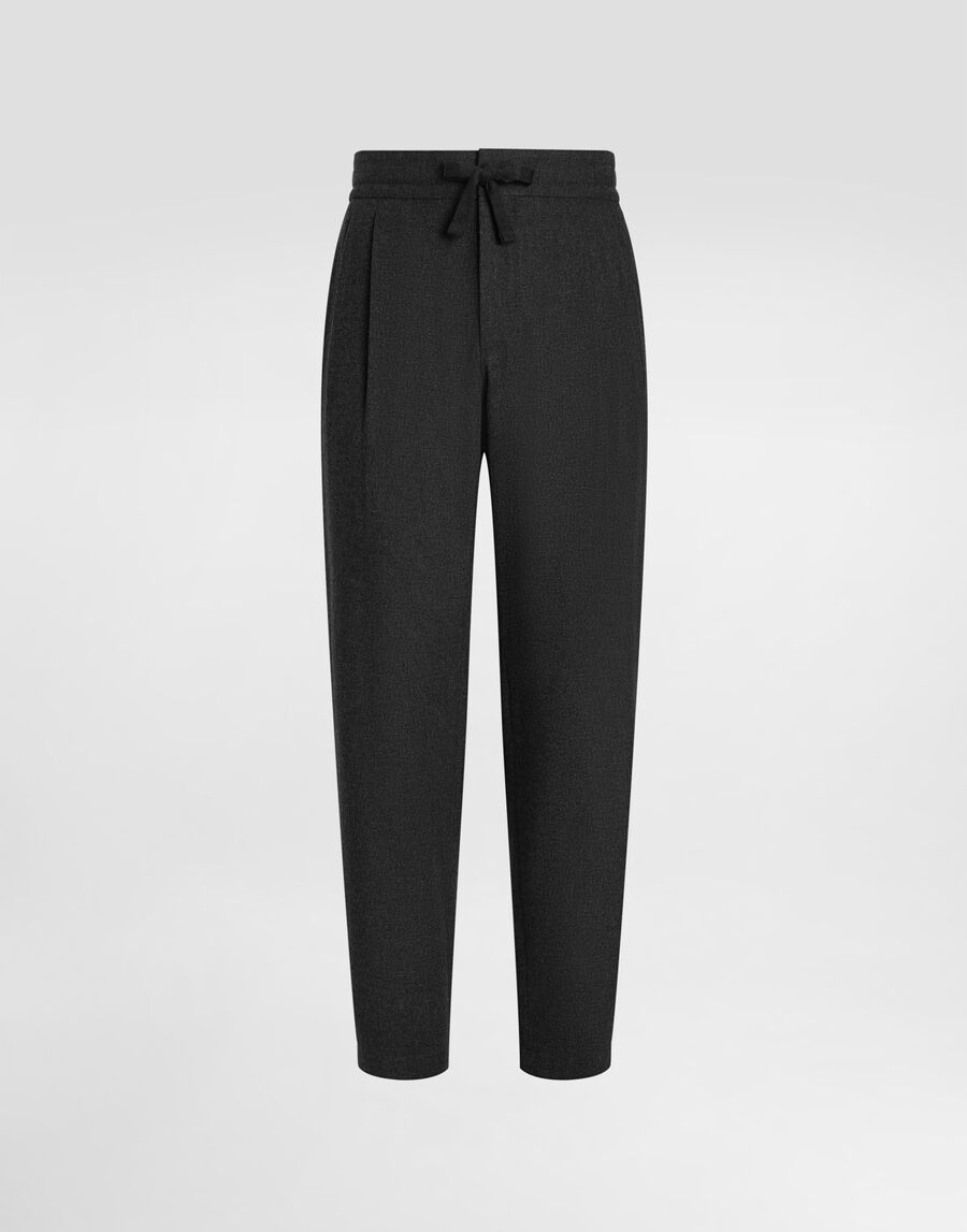 Melange wool mat trousers
