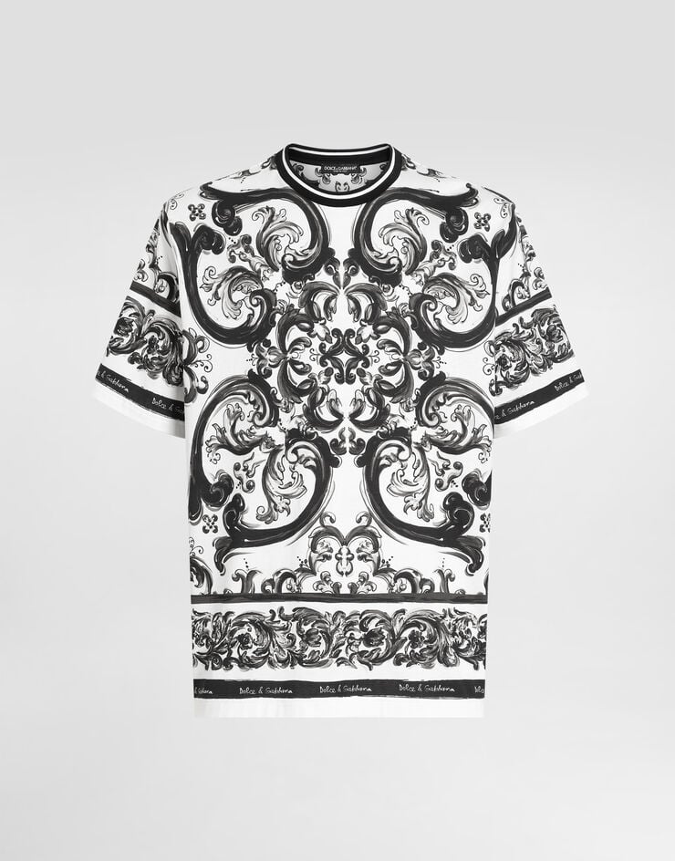 Dolce & Gabbana T-shirt à manches courtes et imprimé majoliques Multicolore G8PN9TII7HM