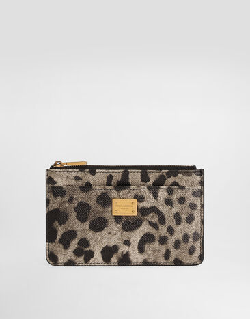 Dolce & Gabbana Kartenetui aus Dauphine-Kalbsleder mit Leoparden-Print Drucken BI1261AX566
